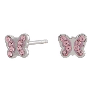 Rhd. Silber Ohrringe Schmetterling mit rosa cz. 5mm